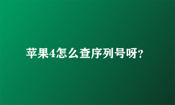 苹果4怎么查序列号呀？