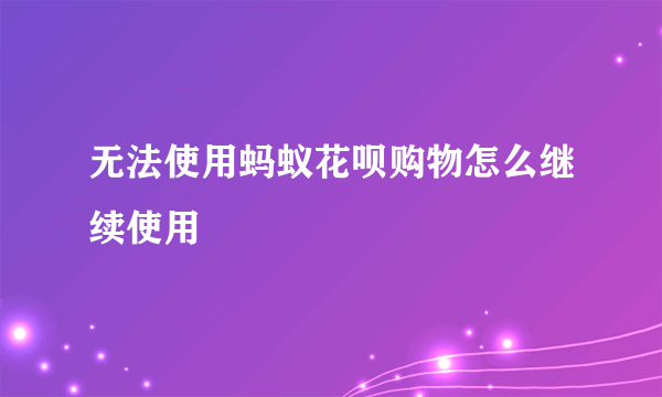 无法使用蚂蚁花呗购物怎么继续使用