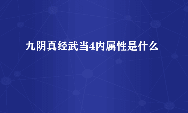 九阴真经武当4内属性是什么