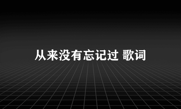 从来没有忘记过 歌词