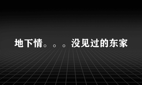 地下情。。。没见过的东家