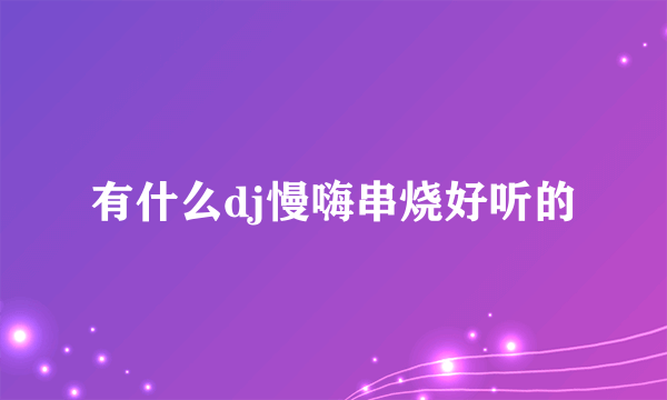 有什么dj慢嗨串烧好听的