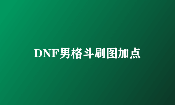 DNF男格斗刷图加点