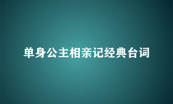 单身公主相亲记经典台词