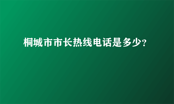 桐城市市长热线电话是多少？