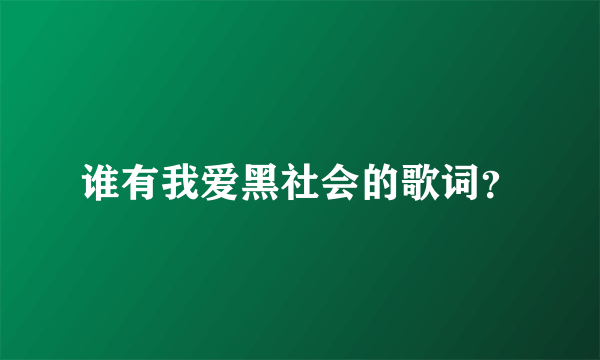 谁有我爱黑社会的歌词？