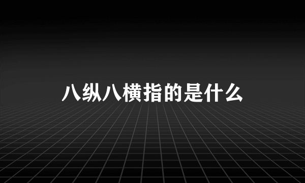 八纵八横指的是什么