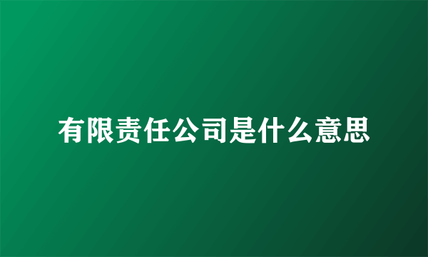 有限责任公司是什么意思