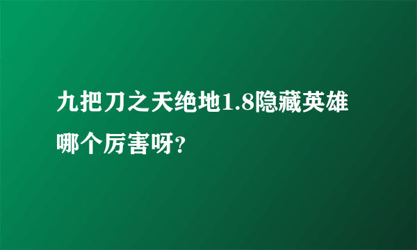 九把刀之天绝地1.8隐藏英雄哪个厉害呀？