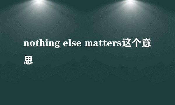 nothing else matters这个意思