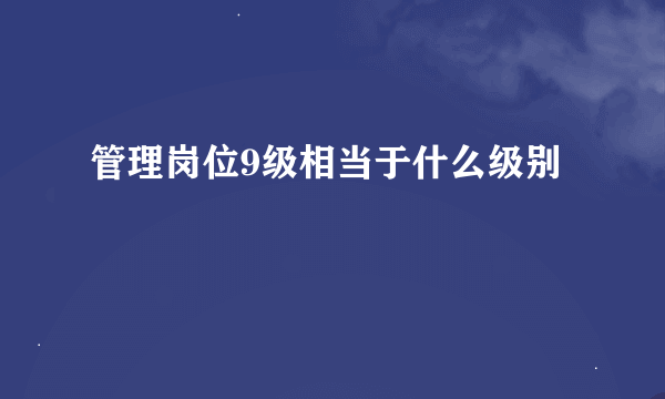 管理岗位9级相当于什么级别