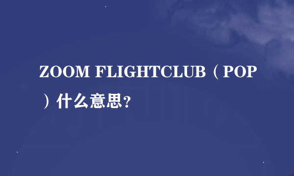 ZOOM FLIGHTCLUB（POP）什么意思？