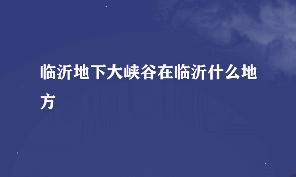 临沂地下大峡谷在临沂什么地方