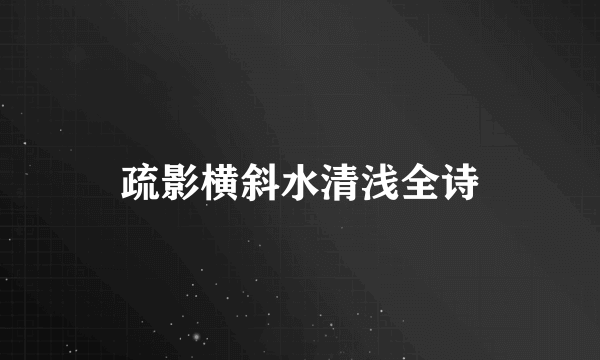 疏影横斜水清浅全诗