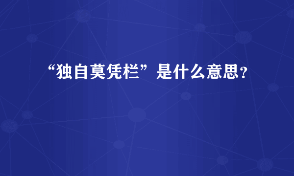 “独自莫凭栏”是什么意思？