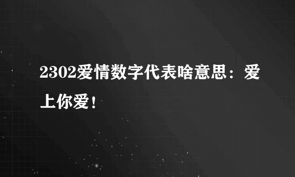 2302爱情数字代表啥意思：爱上你爱！