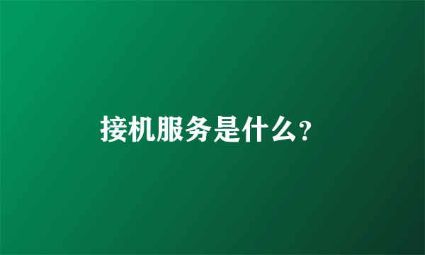 接机服务是什么？