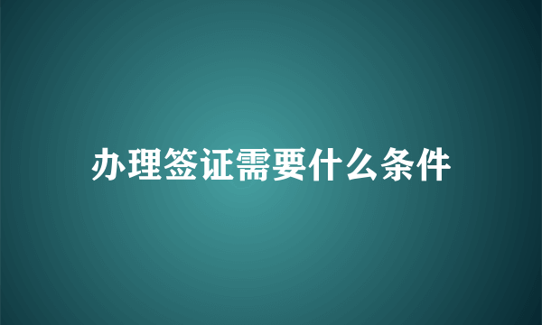 办理签证需要什么条件