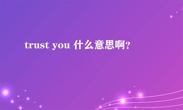 trust you 什么意思啊？