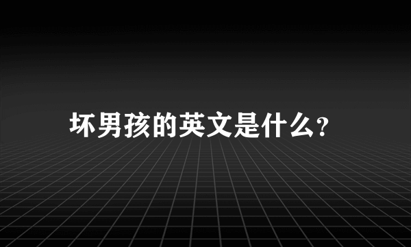 坏男孩的英文是什么？