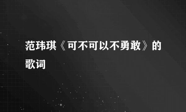 范玮琪《可不可以不勇敢》的歌词