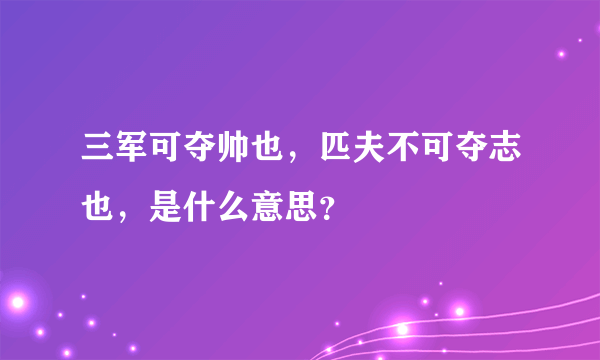 三军可夺帅也，匹夫不可夺志也，是什么意思？