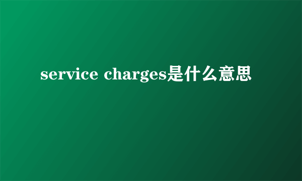 service charges是什么意思