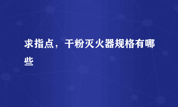 求指点，干粉灭火器规格有哪些