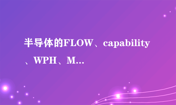 半导体的FLOW、capability、WPH、MPS和STEP各代表什么意思啊