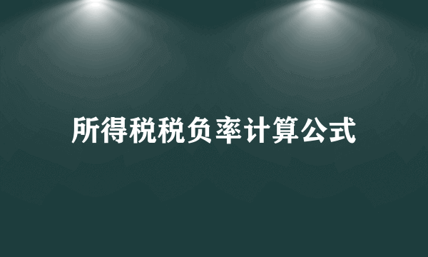 所得税税负率计算公式