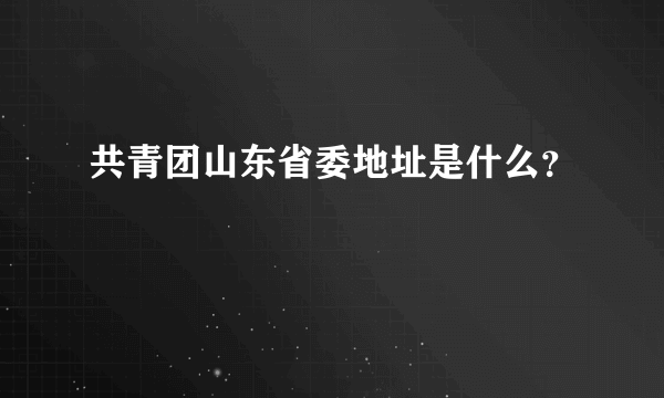 共青团山东省委地址是什么？