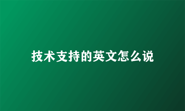 技术支持的英文怎么说