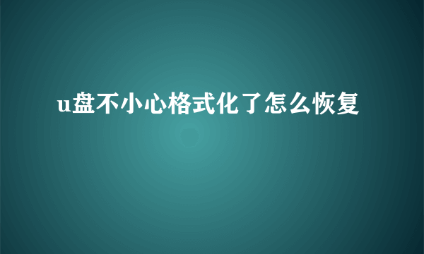 u盘不小心格式化了怎么恢复