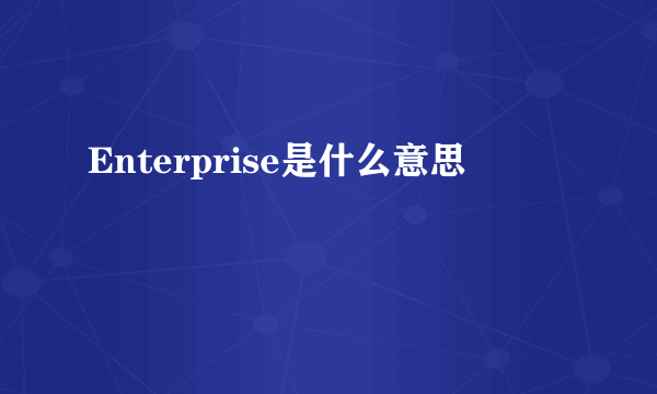 Enterprise是什么意思