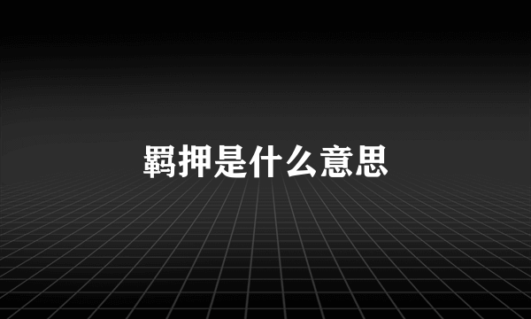 羁押是什么意思