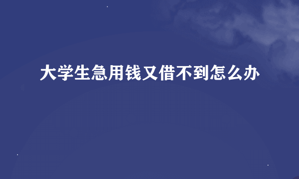 大学生急用钱又借不到怎么办