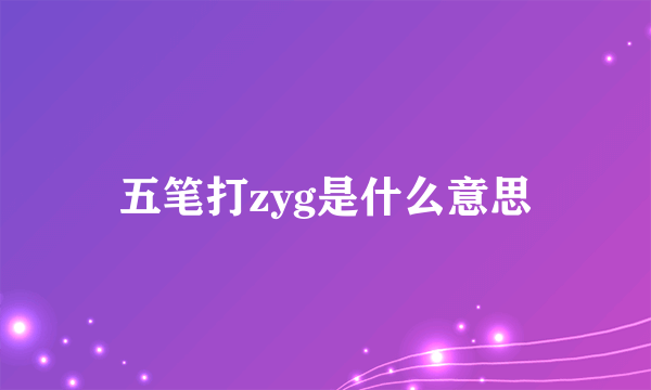 五笔打zyg是什么意思