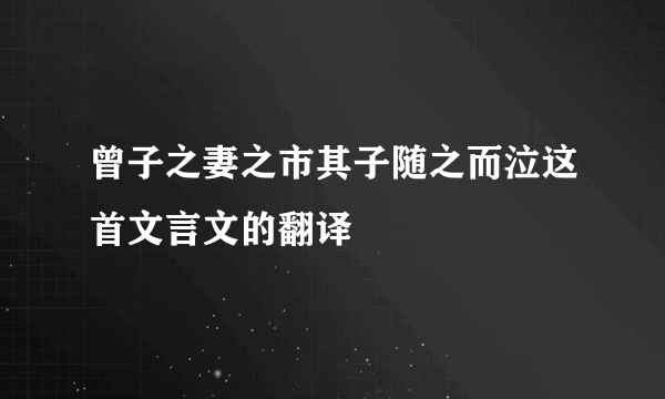 曾子之妻之市其子随之而泣这首文言文的翻译