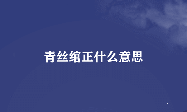 青丝绾正什么意思