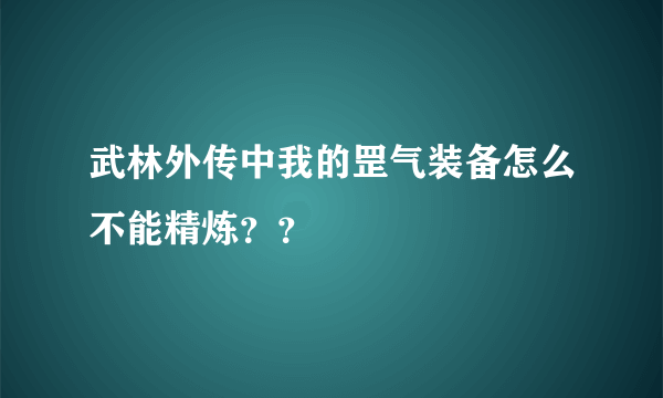 武林外传中我的罡气装备怎么不能精炼？？