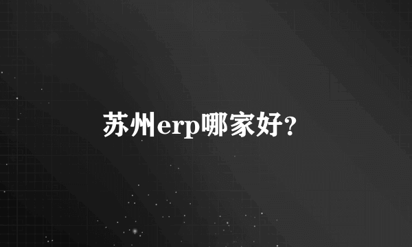 苏州erp哪家好？