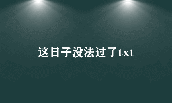 这日子没法过了txt