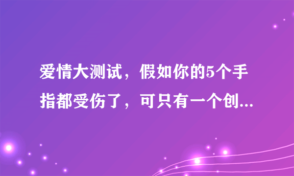 爱情大测试，假如你的5个手指都受伤了，可只有一个创可贴你会贴在那个手指上？