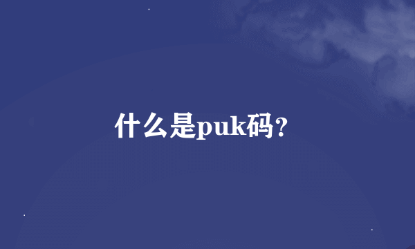 什么是puk码？