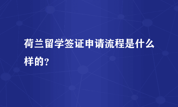 荷兰留学签证申请流程是什么样的？