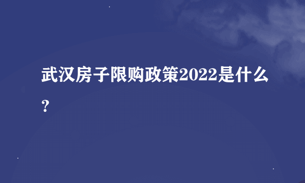 武汉房子限购政策2022是什么？