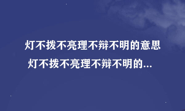 灯不拨不亮理不辩不明的意思 灯不拨不亮理不辩不明的详细意思