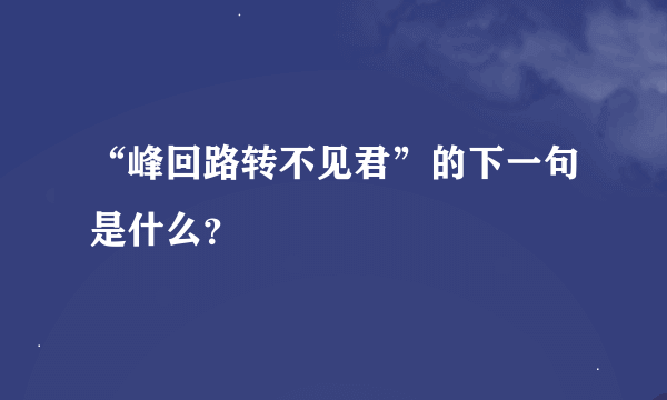 “峰回路转不见君”的下一句是什么？