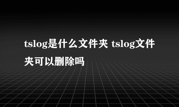 tslog是什么文件夹 tslog文件夹可以删除吗