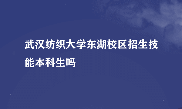 武汉纺织大学东湖校区招生技能本科生吗